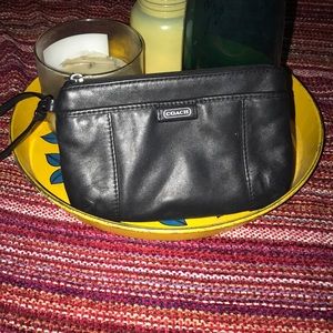 Black Leather Coach Wristlet